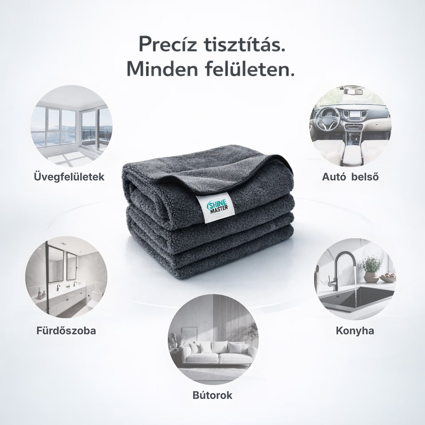 Shine Master Prémium Mikroszálas Kendő - Csíkmentes tisztítás, vegyszer nélkül